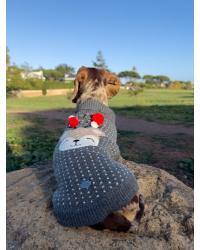 MAGLIONE ALGAR RENNA NATALE COLLO MILK & PEPPER RED